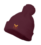 MAROON POM BEANIE WITH EMBROIDERED LOGO 