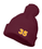 MAROON POM POM BEANIE WITH EMBROIDERED LOGO