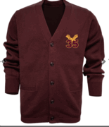 MAROON UNISEX CARDIGAN WITH EMBROIDERED LOGO 