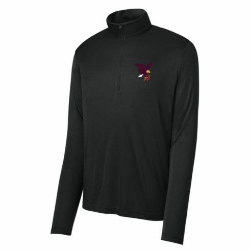 MENS BLACK 1/4 ZIP LIGHTWEIGHT TOP WITH EMBROIDERED LOGO