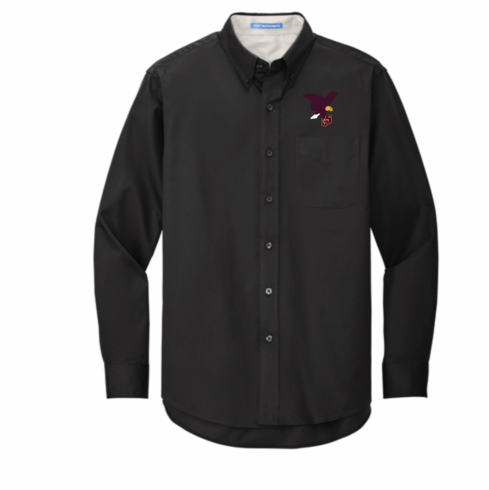 MENS BLACK BUTTON DOWN OXFORD SHIRT WITH EMBROIDERED LOGO