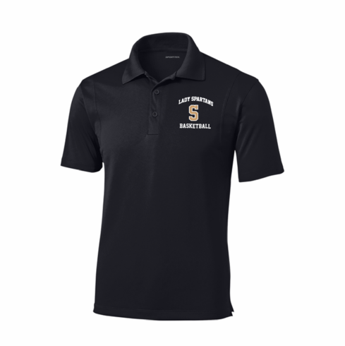 MENS BLACK DRIFIT POLO WITH EMBROIDERED LEFT CHEST LOGO