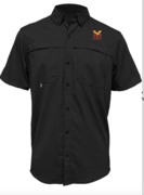 MENS BLACK LIGHT WEIGHT FISHING SHIRT WITH EMBROIDERED LOGO