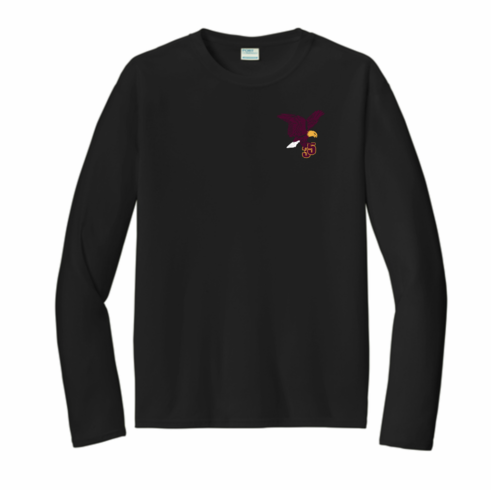 MENS BLACK LONG SLEEVE DRIFIT SHIRT WITH EMBROIDERED LOGO
