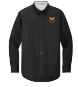 MENS BLACK LONG SLEEVE OXFORD SHIRT WITH EMBROIDERED LOGO