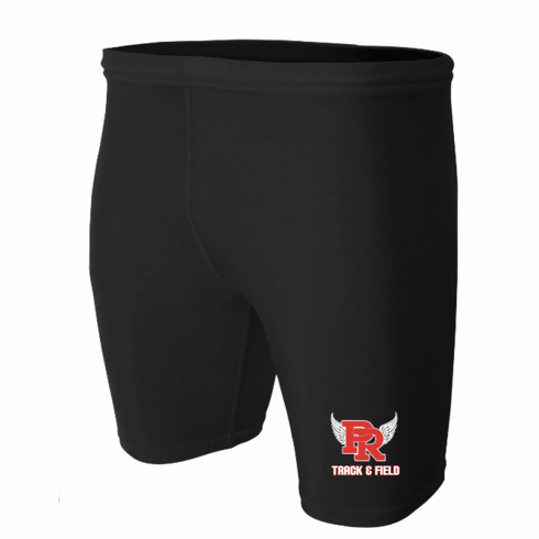 MENS BLACK RUNNING COMPRESSION SHORT WITH SCREENED LOGO