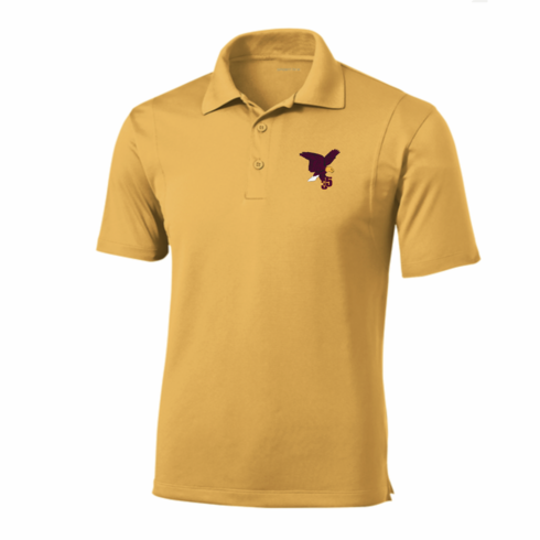 MENS GOLD DRIFIT POLO WITH EMBROIDERED LOGO