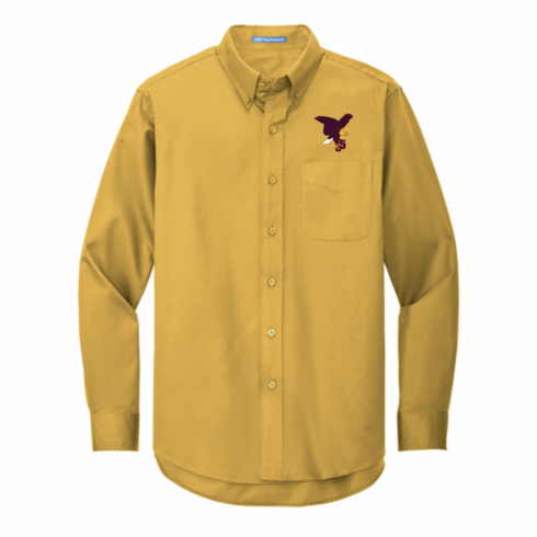 MENS GOLD OXFORD BUTTON DOWN SHIRT WITH EMBROIDERED LOGO