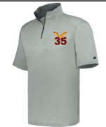 MENS GREY 1/4 ZIP DRIFIT BP SHORT SLEEVE TOP WITH EMBROIDERED LOGO