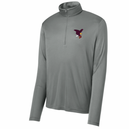 MENS GREY 1/4 ZIP LIGHTWEIGHT DRIFIT TOP WITH EMBROIDERED LOGO