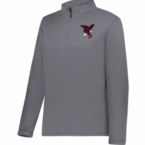 MENS GREY FLEECE LINED DRIFIT 1/4 ZIP WITH EMBROIDERED LOGO