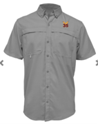 MENS GREY LIGHT WEIGHT FISHING SHIRT WITH EMBROIDERED LOGO