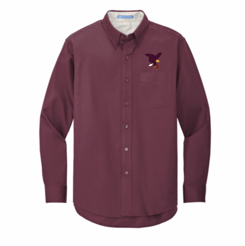 MENS MAROON BUTTON DOWN OXFORD SHIRT WITH EMBROIDERED LOGO