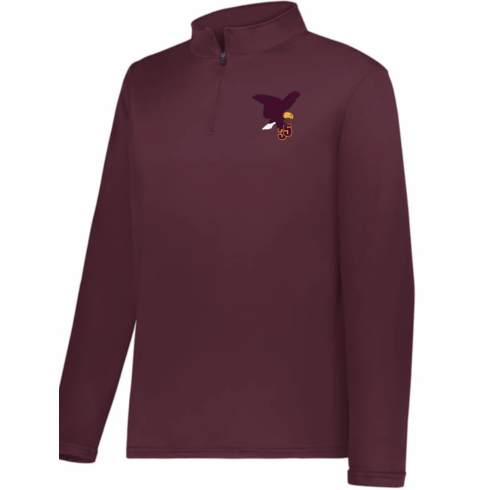 MENS MAROON FLEECE LINED DRIFIT 1/4 ZIP WITH EMBROIDERED LOGO