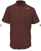 MENS MAROON LIGHT WEIGHT FISHING SHIRT WITH EMBROIDERED LOGO 