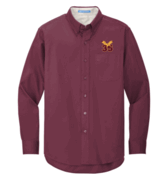 MENS MAROON LONG SLEEVE OXFORD SHIRT WITH EMBROIDERED LOGO