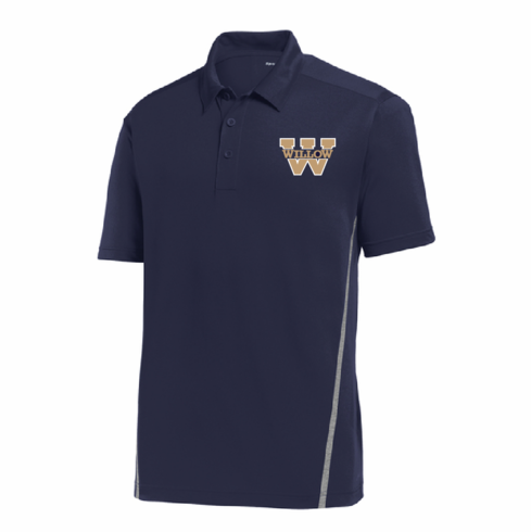 MENS NAVY/GREY DRIFIT POLO WITH W EMBROIDERED LOGO
