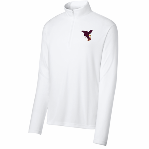 MENS WHITE 1/4 ZIP DRIFIT LIGHTWEIGHT TOP WITH EMBROIDERED LOGO 