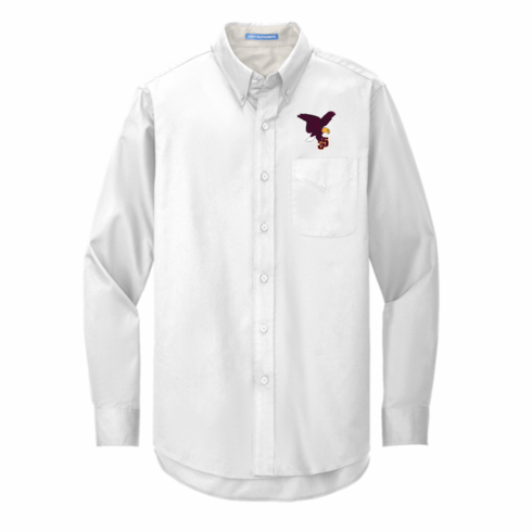 MENS WHITE BUTTON DOWN OXFORD SHIRT WITH EMBROIDERED LOGO