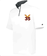 MENS WHITE 1/4 ZIP DRIFIT BP SHORT SLEEVE TOP WITH EMBROIDERED LOGO