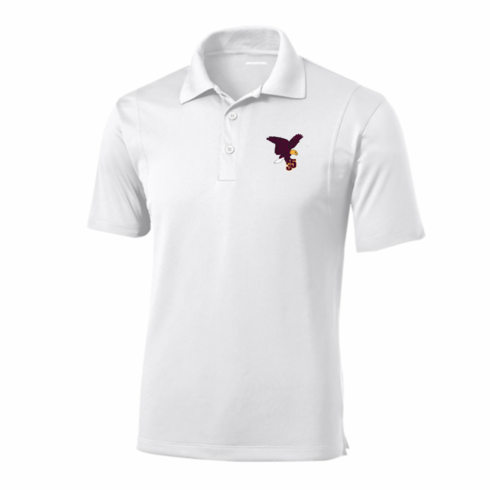 MENS WHITE DRIFIT POLO WITH EMBROIDERED LOGO