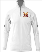 MENS WHITE FLEECE LINED 1/4 ZIP WITH EMBROIDERED LOGO