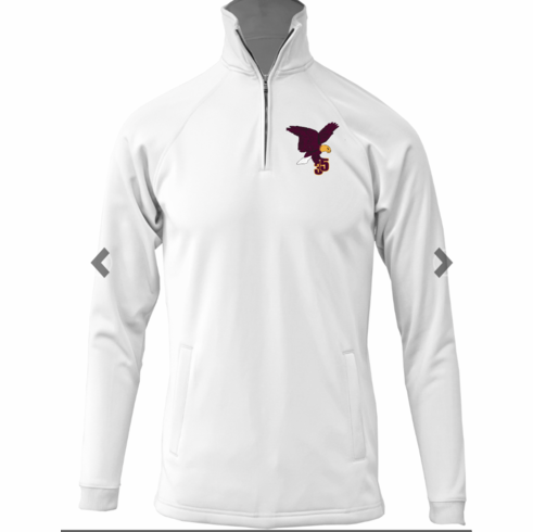 MENS WHITE FLEECE LINED DRIFIT 1/4 ZIP WITH EMBROIDERED LOGO