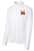 MENS WHITE LIGHT WEIGHT 1/4 ZIP DRIFIT PULLOVER WITH EMBROIDERED LOGO