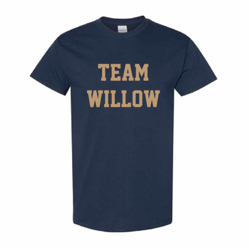 NAVY DRIFIT SHORT SLEEVE WITH SCREENED TEAM WILLOW LOGO 