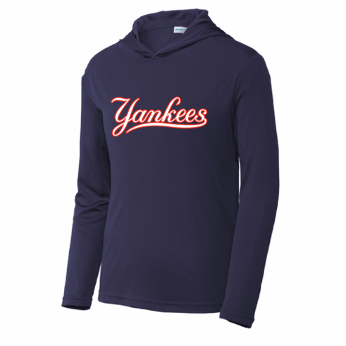 NAVY LONG SLEEVE DRIFIT HOODIE SHIRT LIGHTWEIGHT WITH SCREENED LOGO
