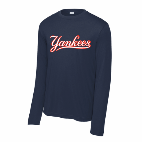 NAVY LONG SLEEVE DRIFIT SHIRT WITH SCREENED LOGO