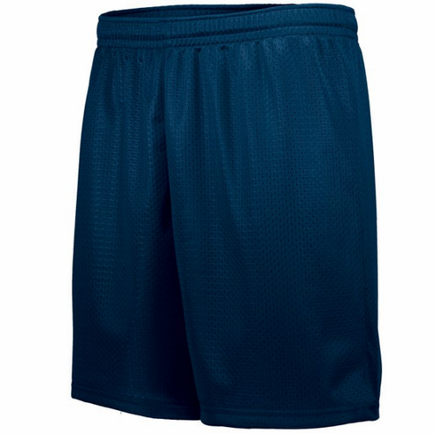 NAVY MESH SHORT WITH SCREENED LOGO ON LEG 