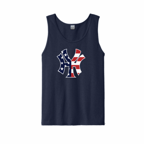 NAVY NY UNISEX CTTON TANK WITH SCREENED LOGO