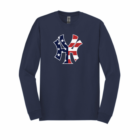 NAVY NY UNISEX GILDAN LONG SLEEVE 