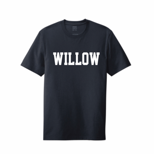 NAVY SOFT COTTON UNISEX TSHIRT WITH SCREENED WILLOW LOGO