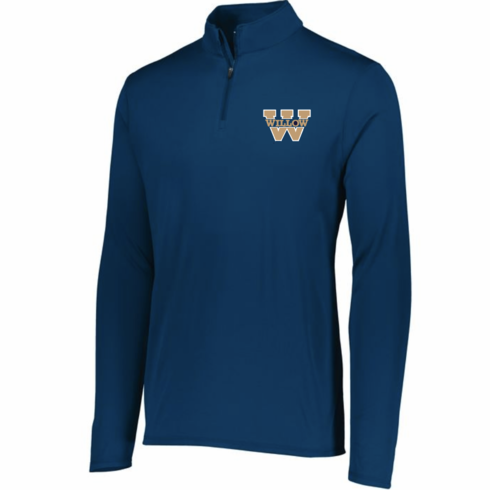 NAVY UNISEX DRIFIT LIGHT WEIGHT 1/4 ZIP TOP WITH W EMBROIDERED LOGO