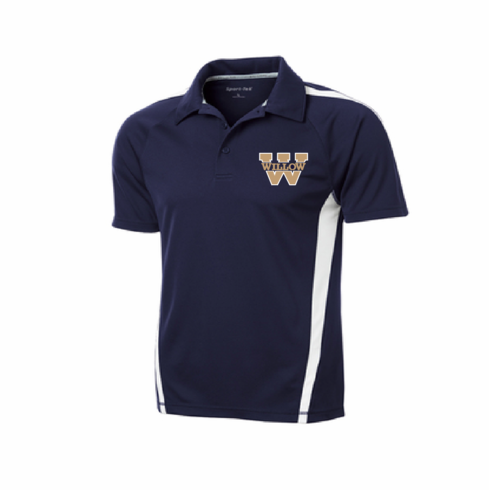 NAVY/WHITE MENS DRIFIT POLO WITH W LOGO EMBROIDERED
