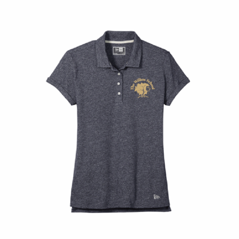 NEW ERA HEATHERED NAVY DRIFIT WOMENS POLO WITH EMBR. TREE LOGO