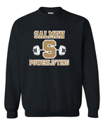 GILDAN BLACK CREW SWEAT W SCREENED LOGO ON FRONT
