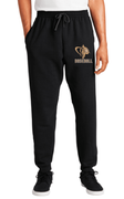 BLACK UNISEX JOGGER SWEATPANT W CUFFED BOTTOM/POCKETS/AND SCREENED LOGO