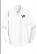 WHITE MENS OXFORD BUTTON DOWN SHIRT WITH W EMBROIDERED LOGO