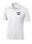 WHITE MENS DRIFIT POLO WITH W EMBROIDERED LOGO