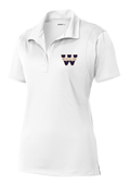 WOMENS WHITE DRIFIT POLO WITH W EMBROIDERED LOGO