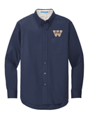 NAVY MENS OXFORD BUTTON DOWN SHIRT WITH W LOGO EMBROIDERED