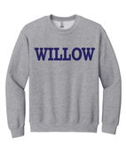 GILDAN SPORT GREY CREW SWEAT WITH WILLOW WORD LOGO