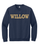 GILDAN NAVY CREW SWEATSHIRT WITH WILLOW WORD LOGO