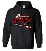 GILDAN UNISEX BLACK HOODED SWEATSHIRT WITH SCREENED LOGO