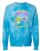 TIE DYE UNISEX CREW NECK SWEATSHIRT WITH SCREENED LOGO