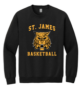 GILDAN UNISEX BLACK CREW SWEAT WITH SCREENED LOGO