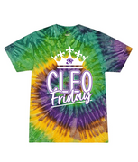 UNISEX MARDI GRAS TIE DYE TSHIRT WITH SCREENED LOGO IN WHITE 